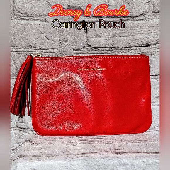 Dooney & Bourke Leather red Carrington Pouch clutch - Picture 1 of 8